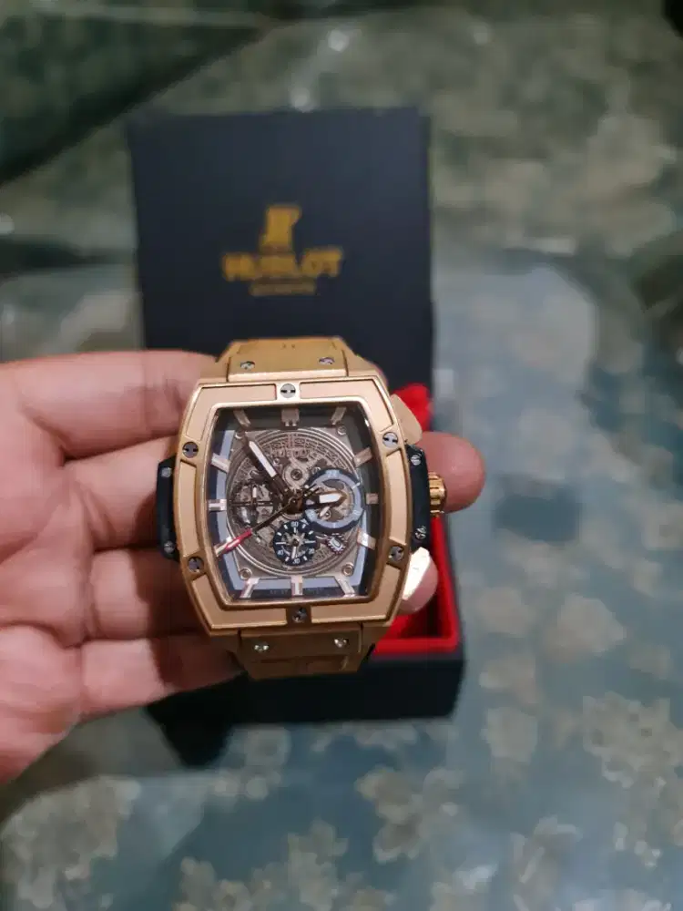 Hublot senna champion gold chrono tgl aktif leather ori mulus mewah