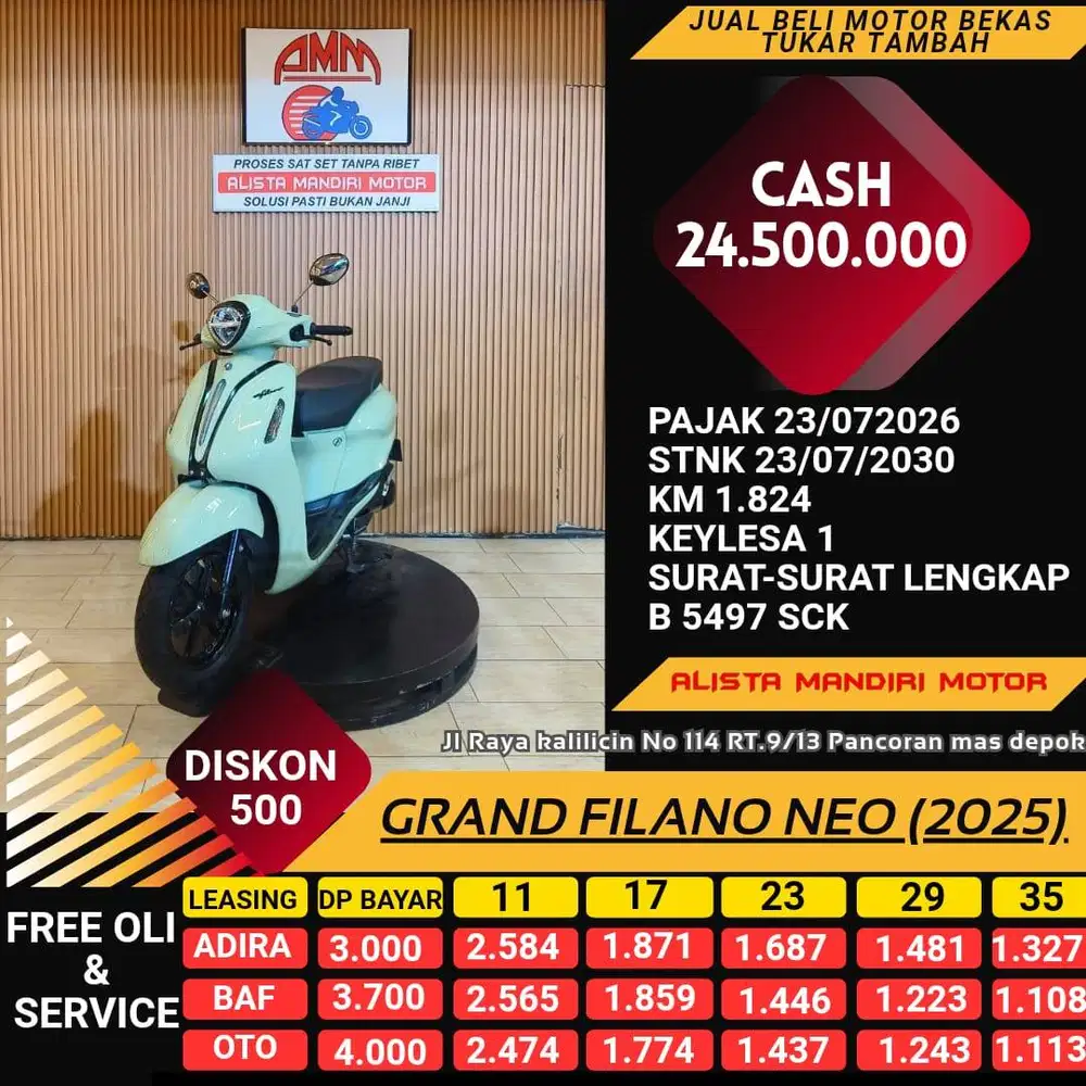 GRAND FILANO NEO 2025 MOTOR MATIC KEKINIAN ESTETIK BISA DI KREDIT