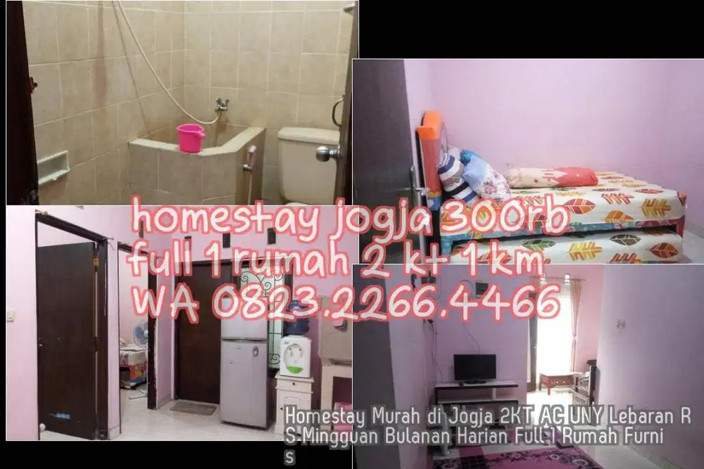 Homestay Murah di Jogja 2KT AC UNY Lebaran RS Mingguan Bulanan Harian