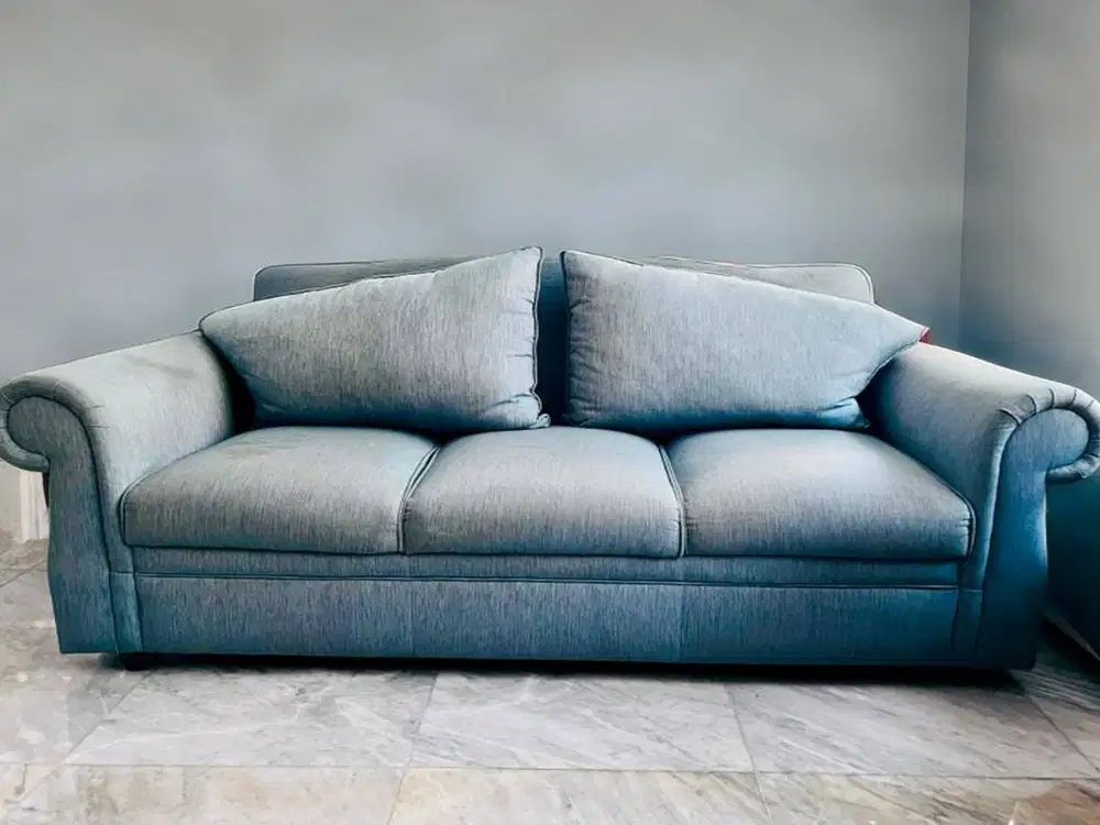 Sofa 3-seater bahan kain warna biru