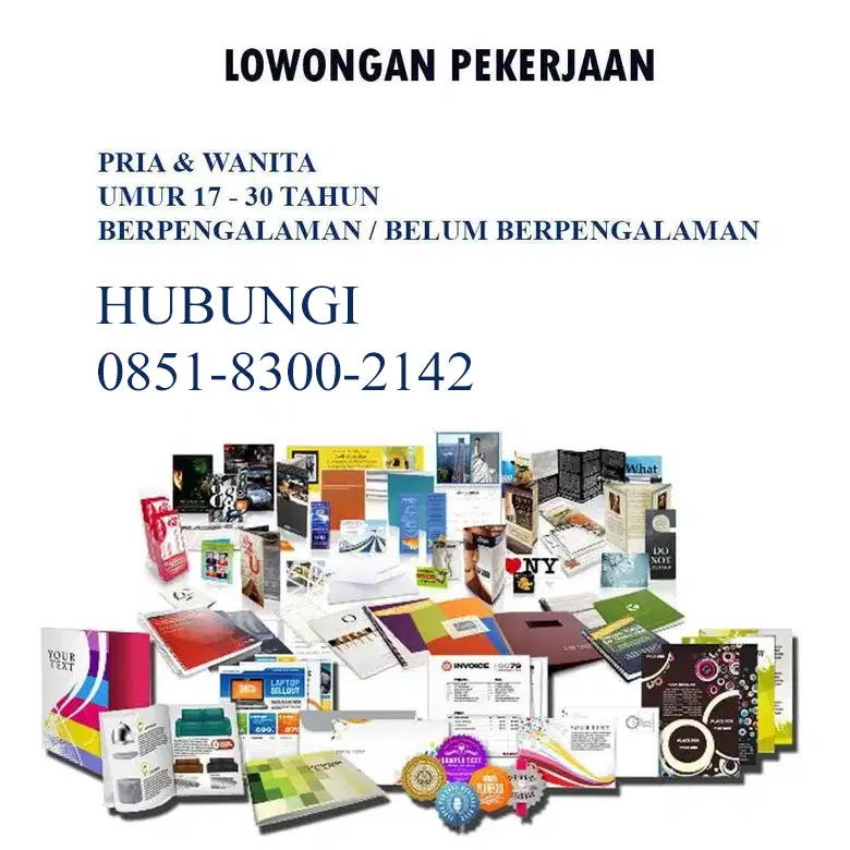 Lowongan Jakarta Staff Percetakan dan Home Produksi Admin Online Shop