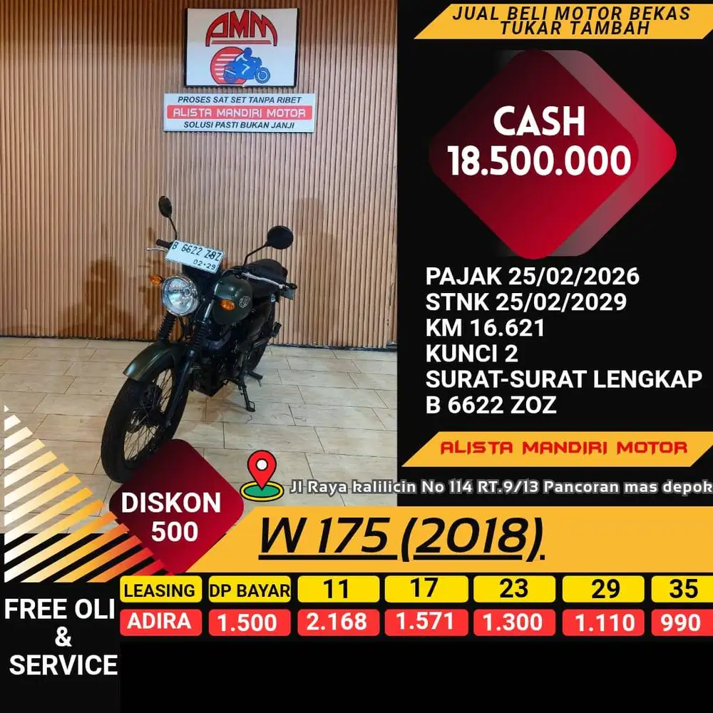W 175 2018 MOTOR SPORT KEREN BISA DI KREDIT HARGA MURAH