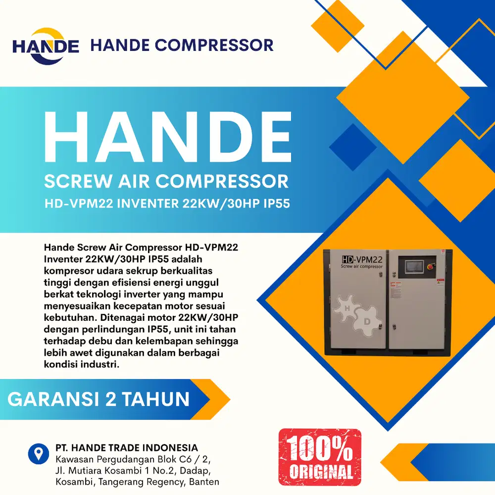 Hande Screw Air Compressor HD-VPM22 Inventer  22KW/30HP IP55 8 Bar