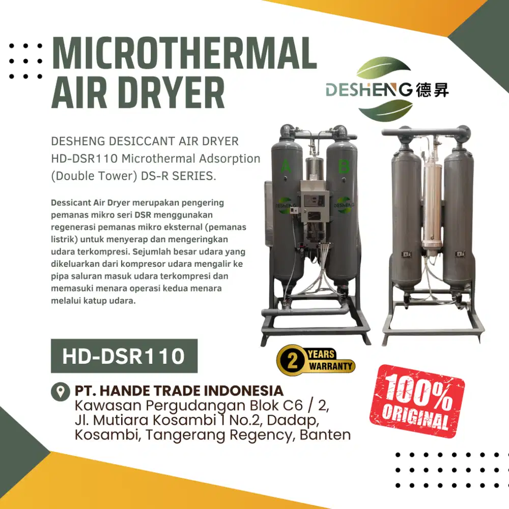 BERGARANSI Desheng DS-R SERIES DESICCANT AIR DRYER HD-DSR110