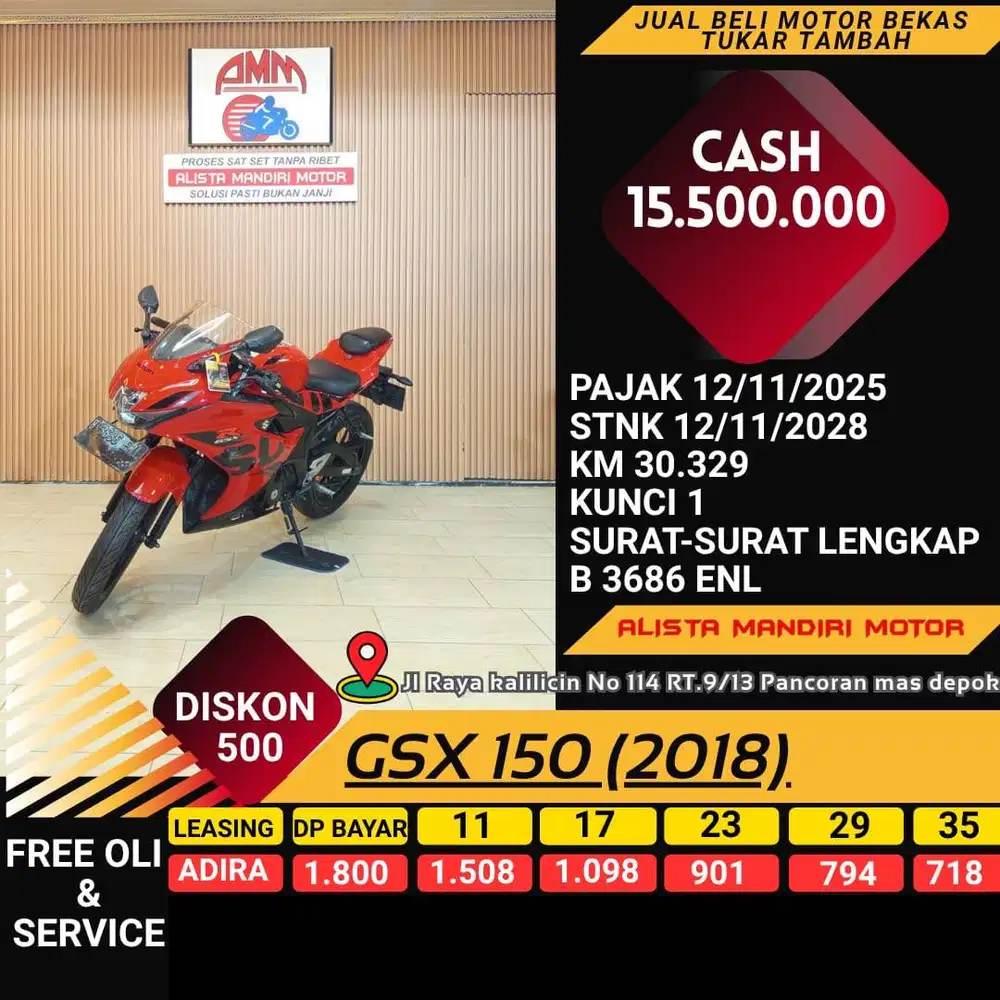 GSX 150 2018 MOTOR SPORT KEREN BISA DI KREDIT HARGA MURAH HEMAT
