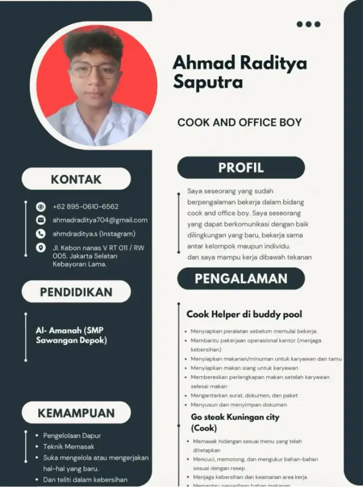 Mencari kerjaan office boy atau cook