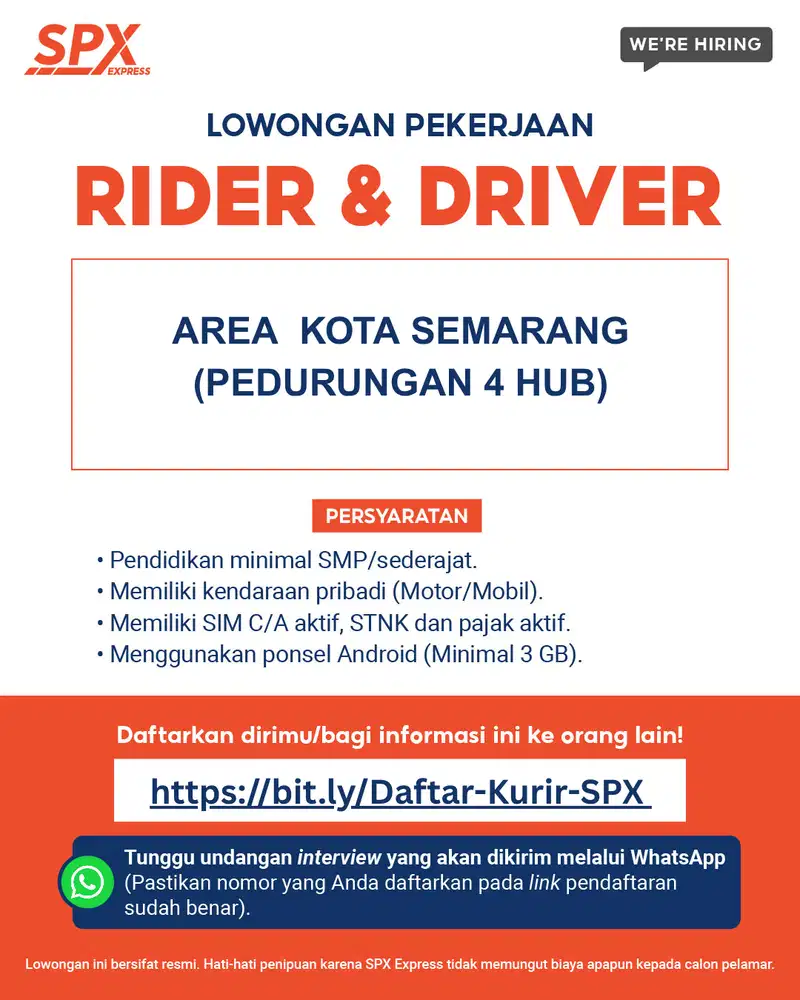 Dibutuhkan segera kurir SPX Express