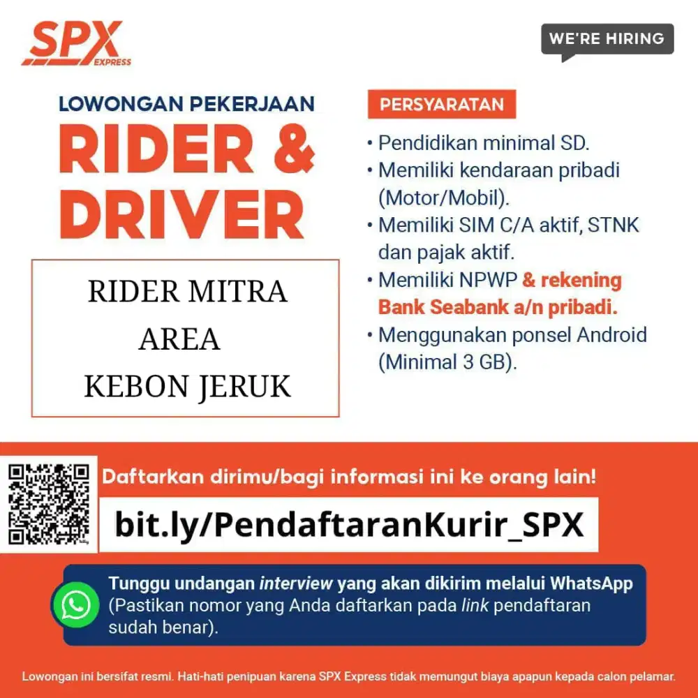 LOWONGAN KURIR SPX EXPRESS AREA JAKARTA BARAT