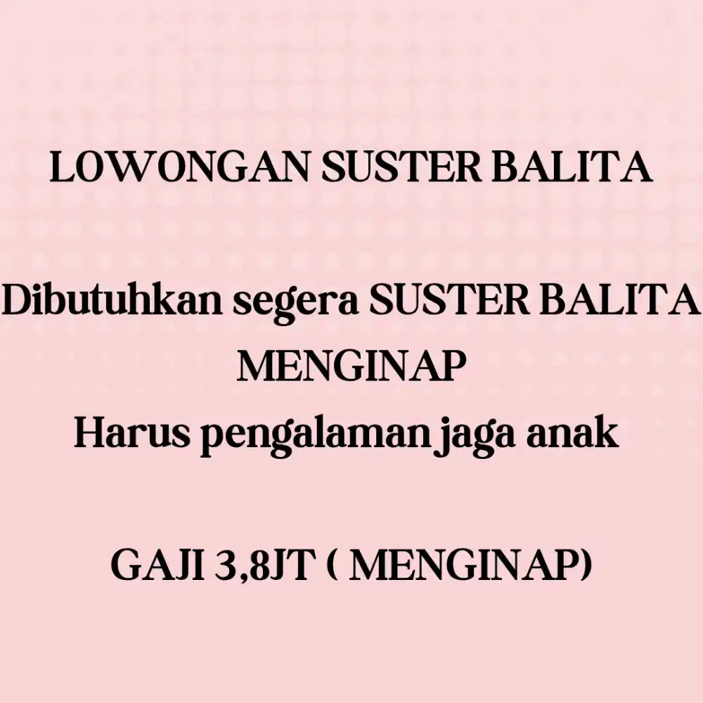 SUSTER BALITA MENGINAP