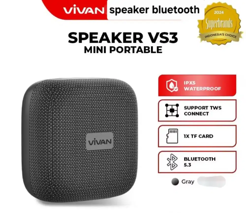 [BARU100%] SPEAKER BLUETOOTH TWS VIVAN VS3 Fullbass+Waterproof 1UNIT