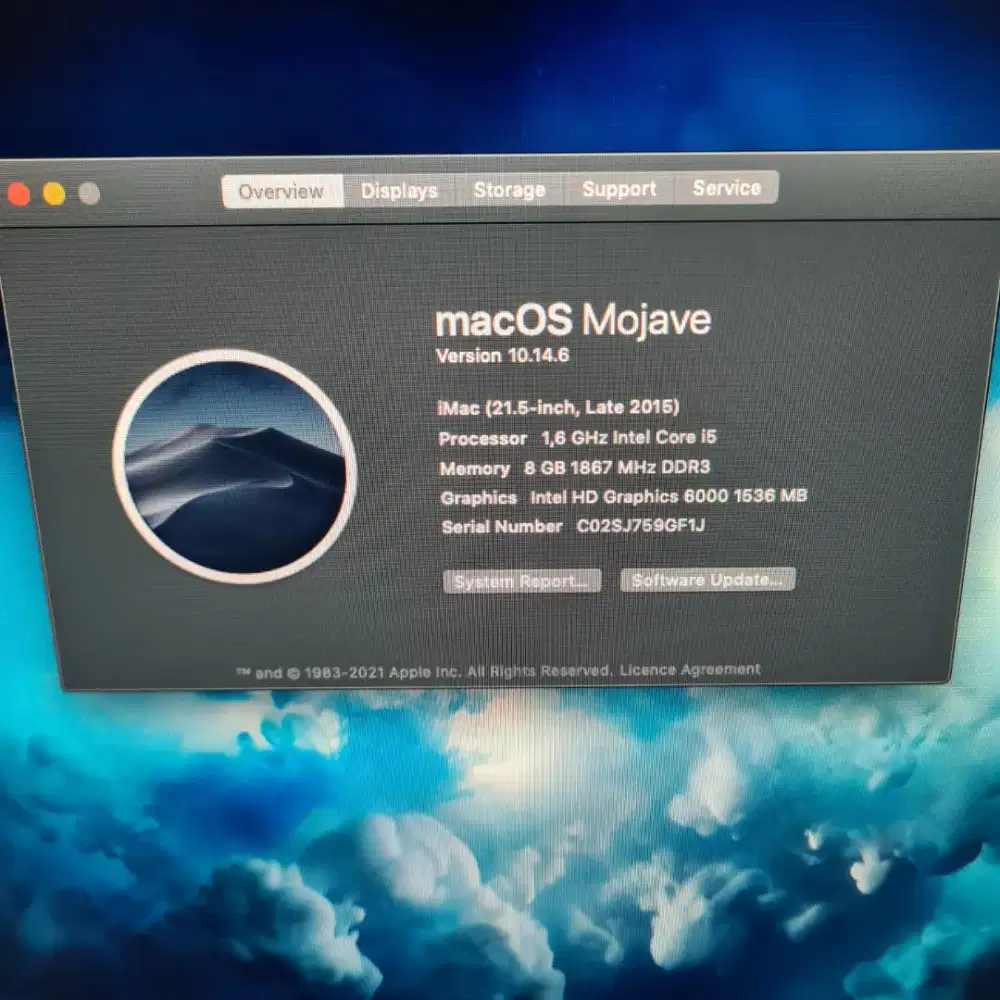 iMac 21.5 Late 2015 Core i5 / 8GB / 1TB Siap Pakai Mulus
