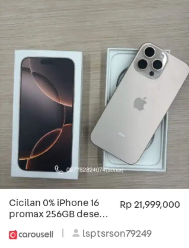 Cicilan 0% iPhone 16 pro 128GB desert titanium bebas 2 kali angsuran