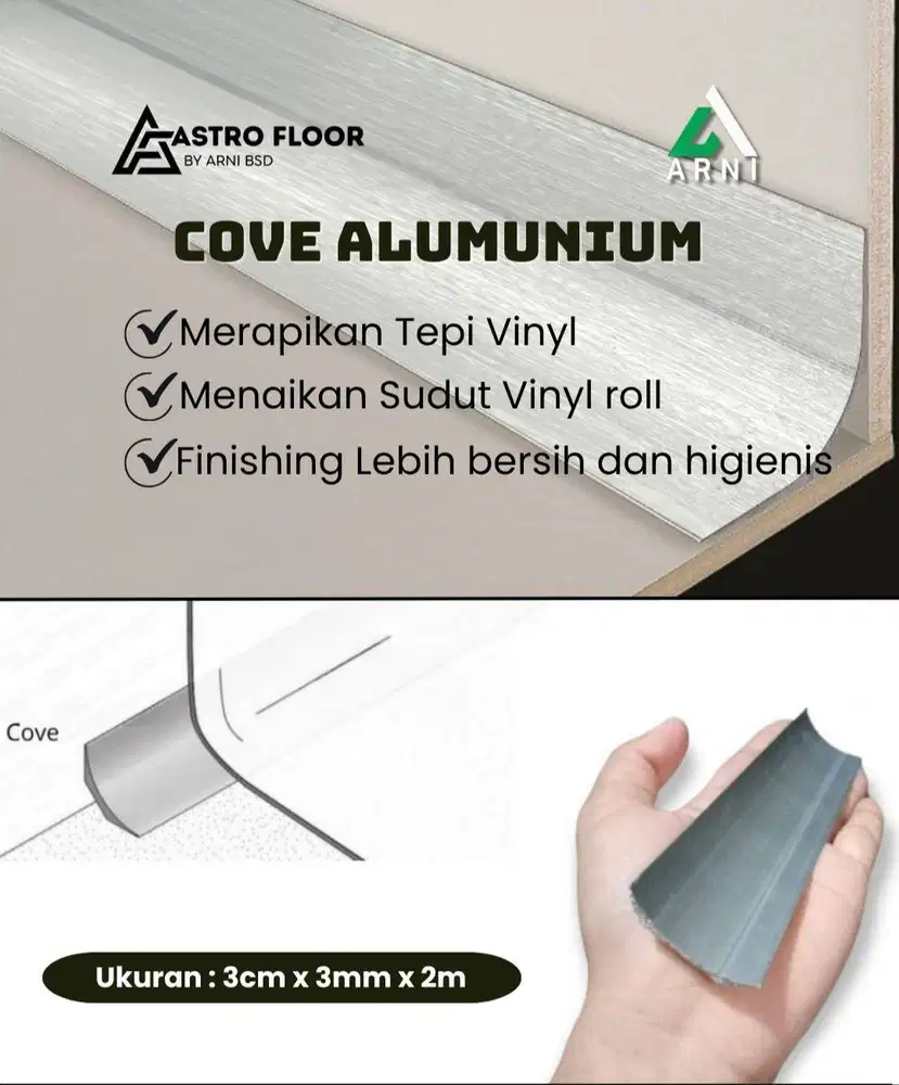 COVE ALUMUNIUM UNTUK MERAPIKAN TEPI VINYL KUAT DAN ANTI KARAT