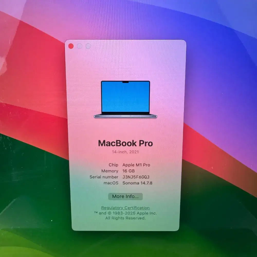 Macbook M1 Pro 14 Inch Ram 16 Ssd 1 Tb lengkap full set like Grey