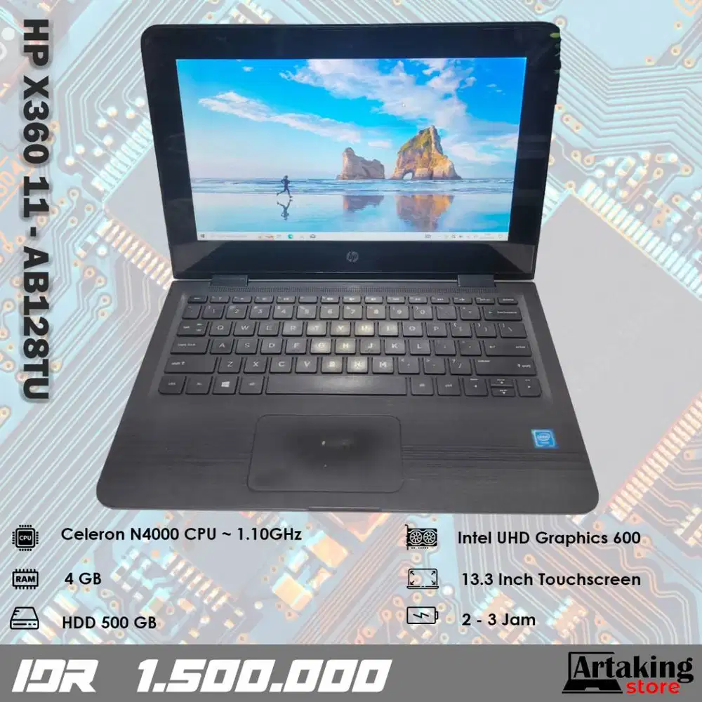 Layar Sentuh - Hp X360 11 - AB128TU - Celeron N4000 - Ram 4 GB