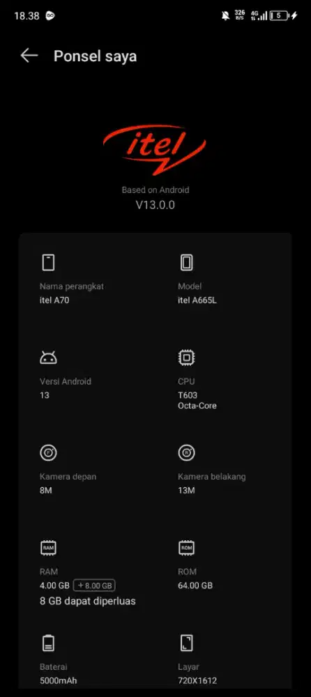 Itel a 70 no minus