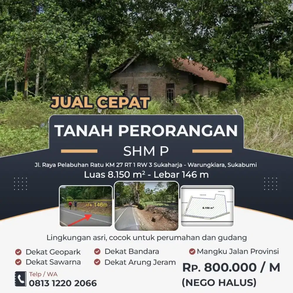 JUAL CEPAT TANAH PERORANGAN SHM P
