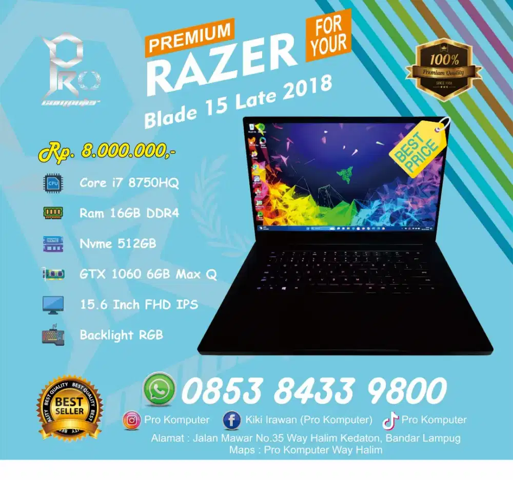 Razer Blade 15 Late 2018 Gaming Render Prokomputer