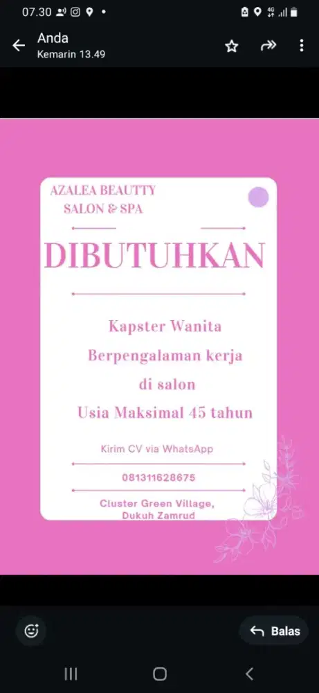 Pegawai Salon Kapster Wanita