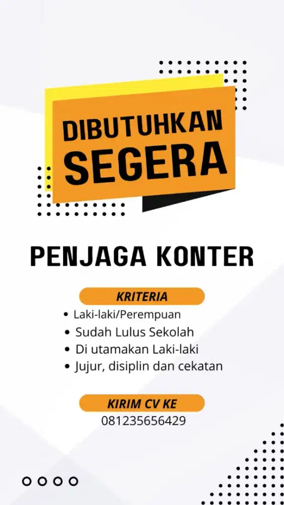 Jaga konter pulsa (area Sidoarjo)