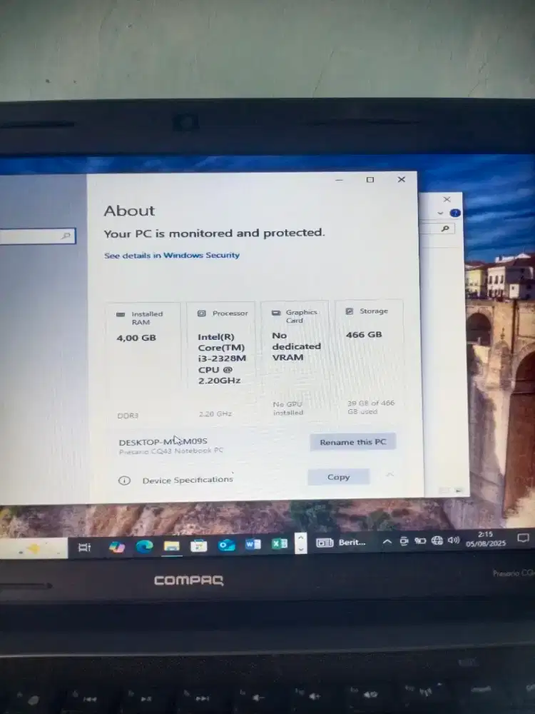 Laptop compaq cq 43 core i3 2328