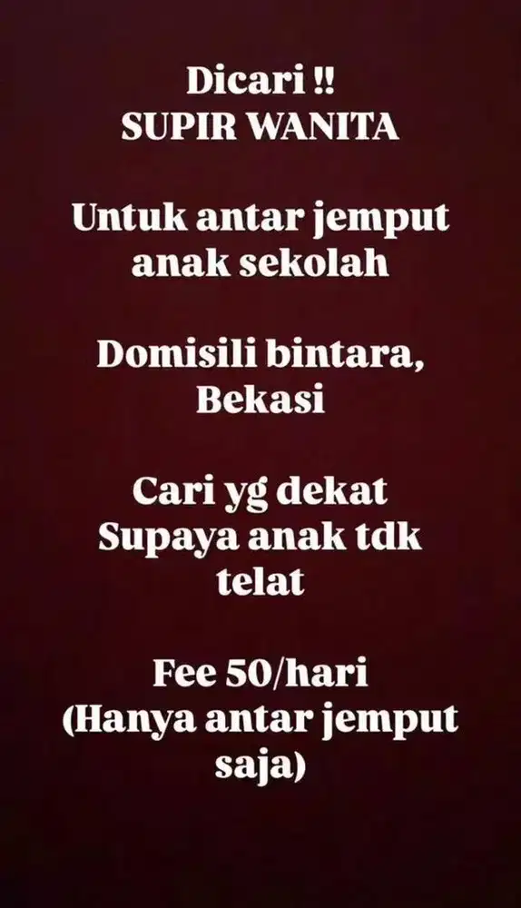 Cari driver Perempuan