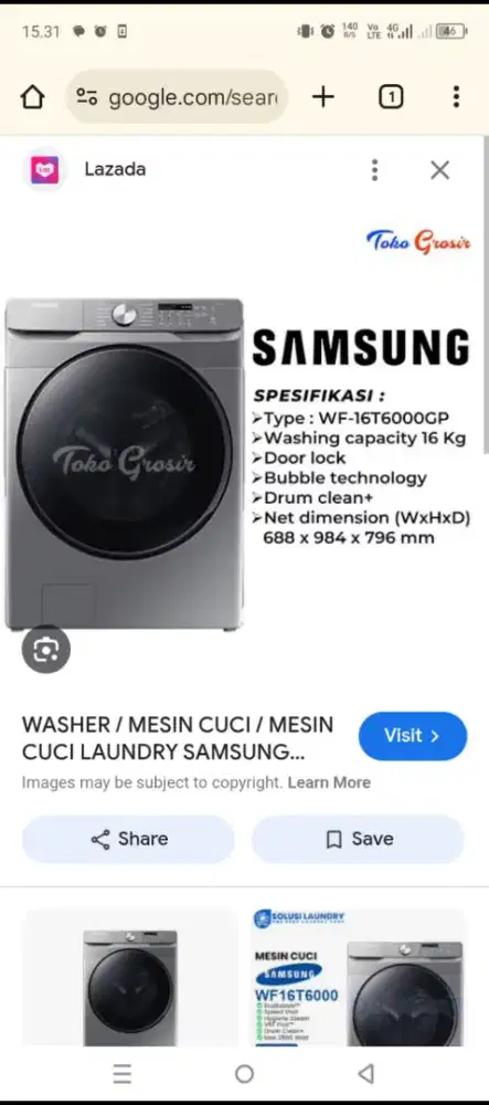 Mesin cuci 1 tabung gress