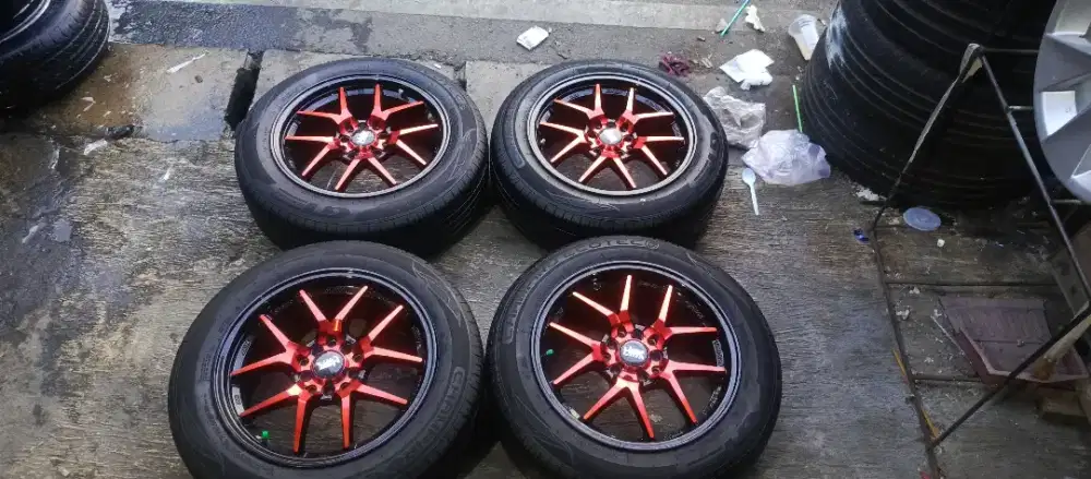 Dijual Velg dan ban model HSR ring 16 Lubang PCD hole 10 lebar 7in lu