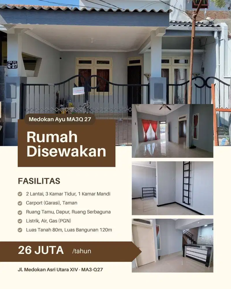 Disewakan rumah untuk keluarga MA3Q27 Surabaya