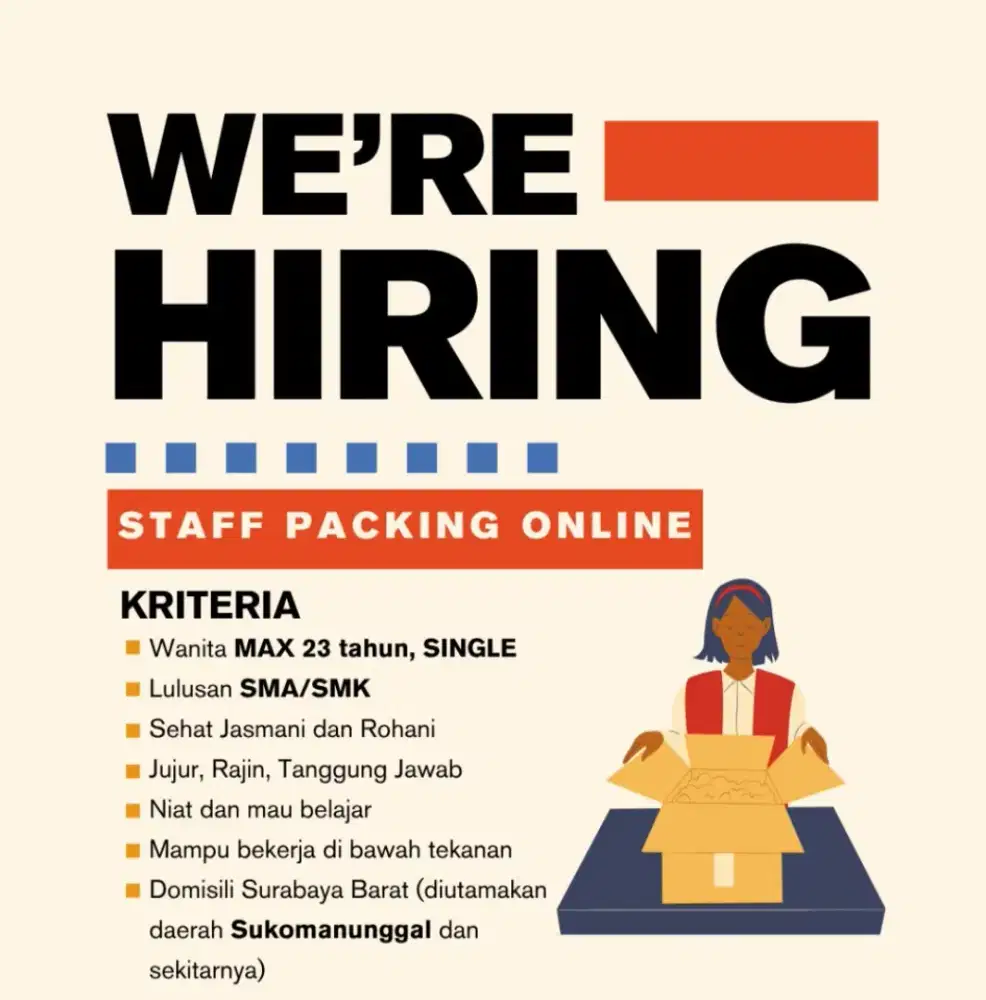 Lowongan Packing Online Shop