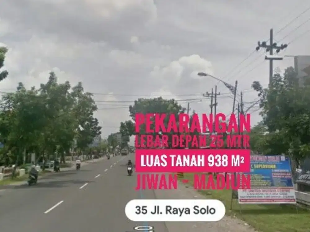 JUAL Tnh Pekarangan LD 20 mtr, Jl Raya Propinsi, Jiwan MADIUN Baguss