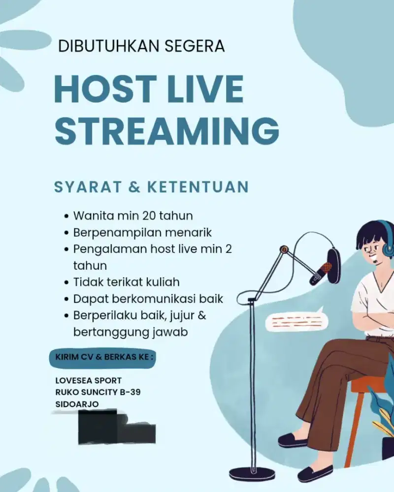 Dibutuhkan segera host live berpengalaman!!
