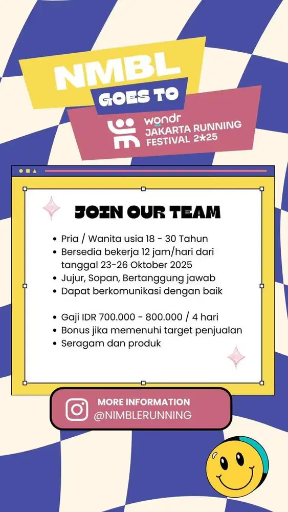 Dibutuhkan SPG SPB Booth/Stand Running Apparel untuk event Lari