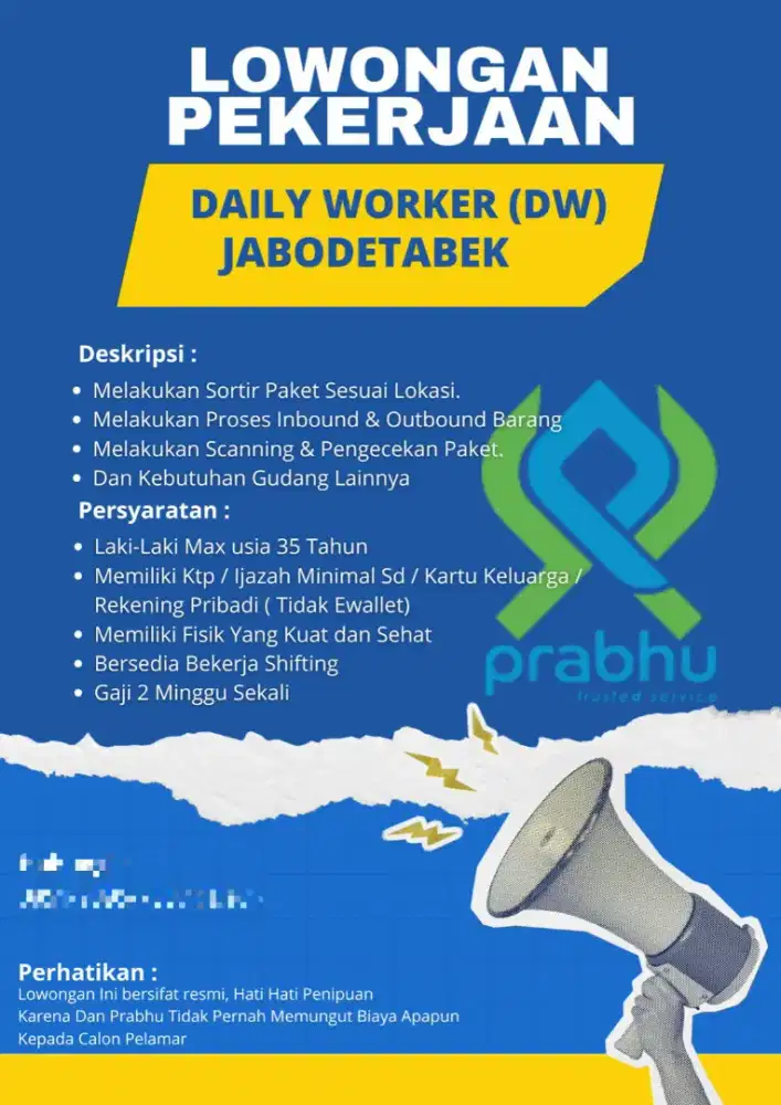 DI BUTUHKAN SEGERA DW OPERATOR GUDANG!!!