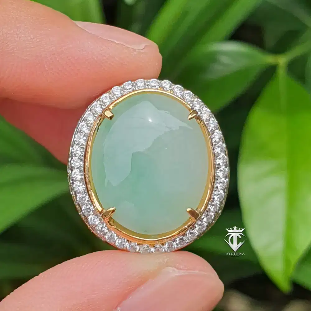 Batu Mulia Natural Ice Green Jadeite Jade Burma Type A 14.73 Ct Memo