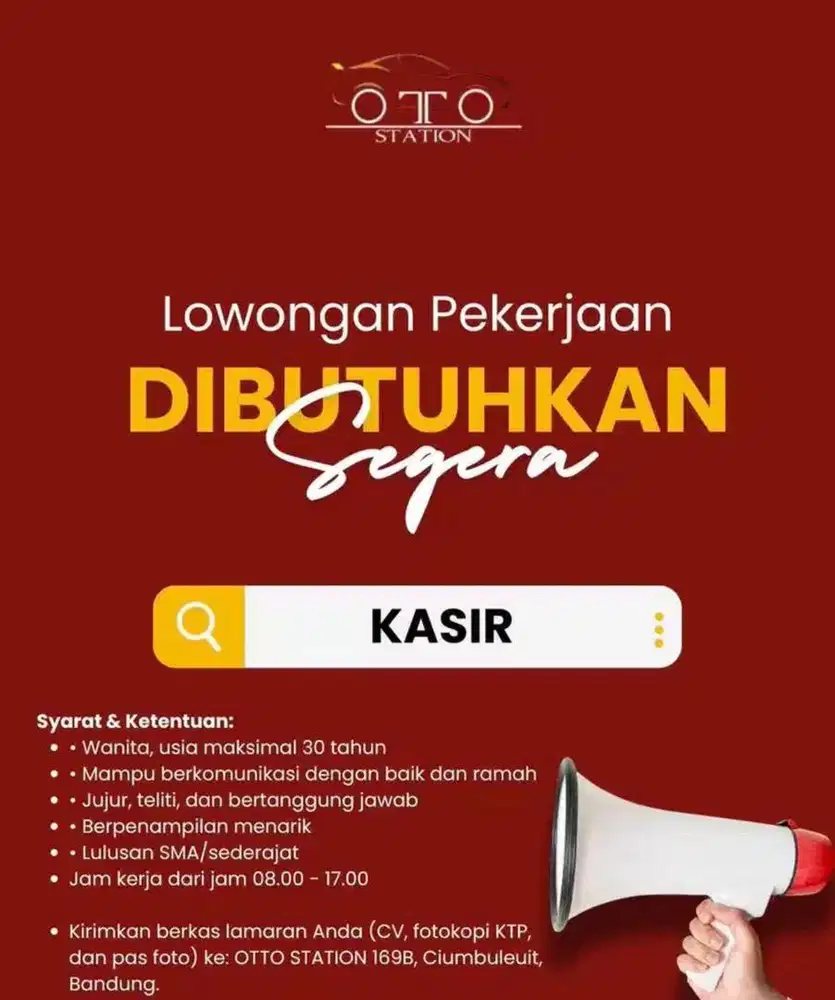 Dibutuhkan kasir yang serius mau kerja
