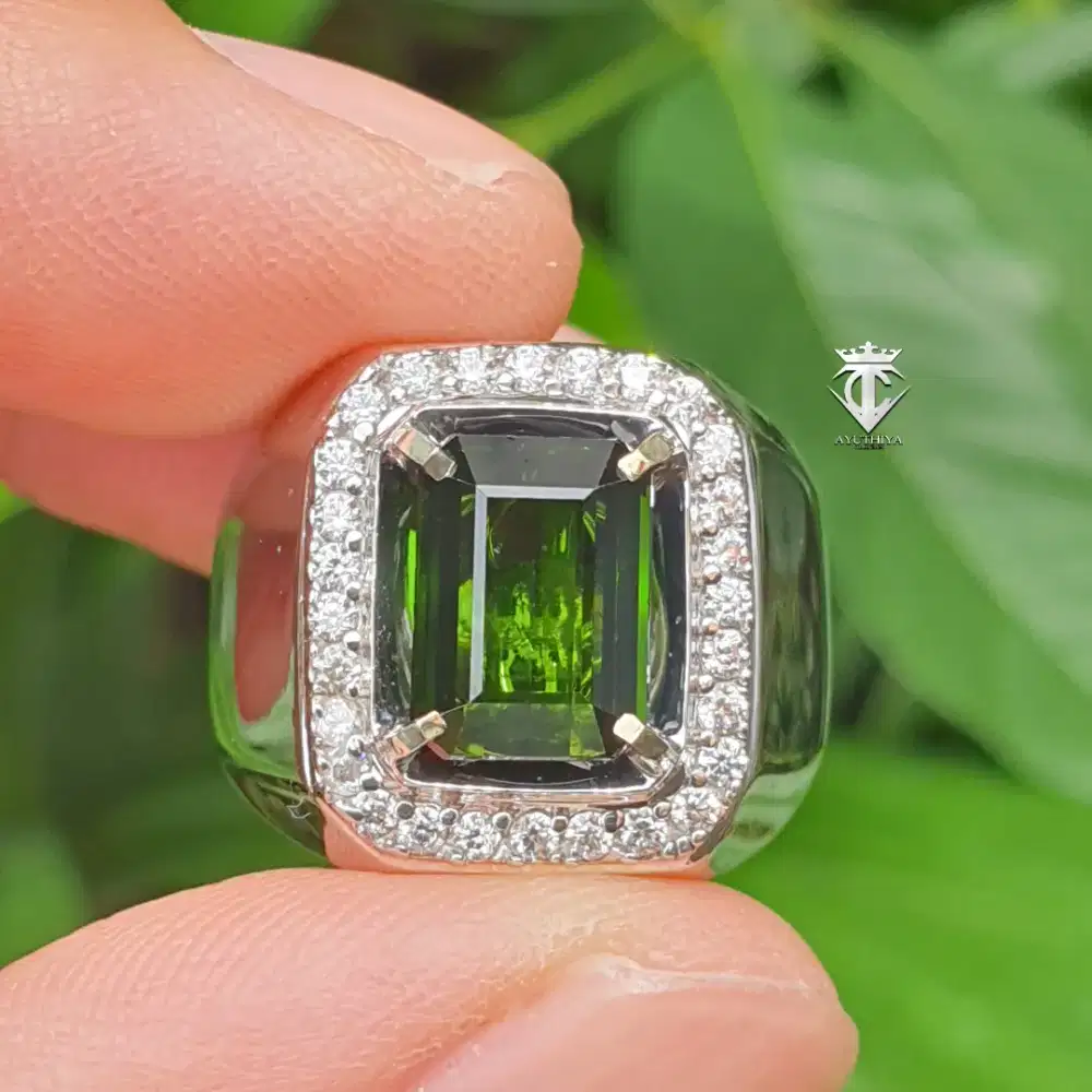 Batu Permata Natural Green Tourmaline Top Clean 3.06 Ct NTE SKYLabMemo