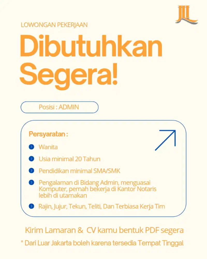 Dibutuhkan Admin Kantor