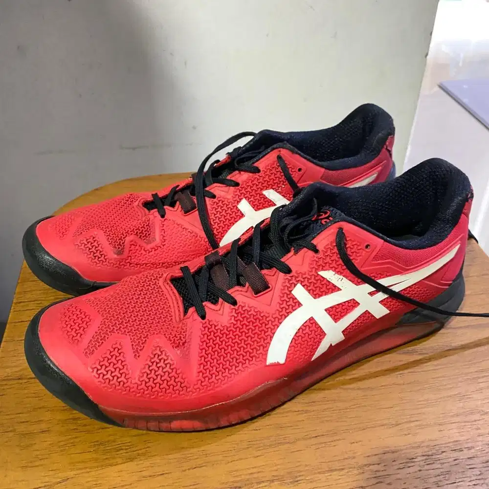 Sepatu Tennis Tenis Asics Gel  Resolution Men Red Merah