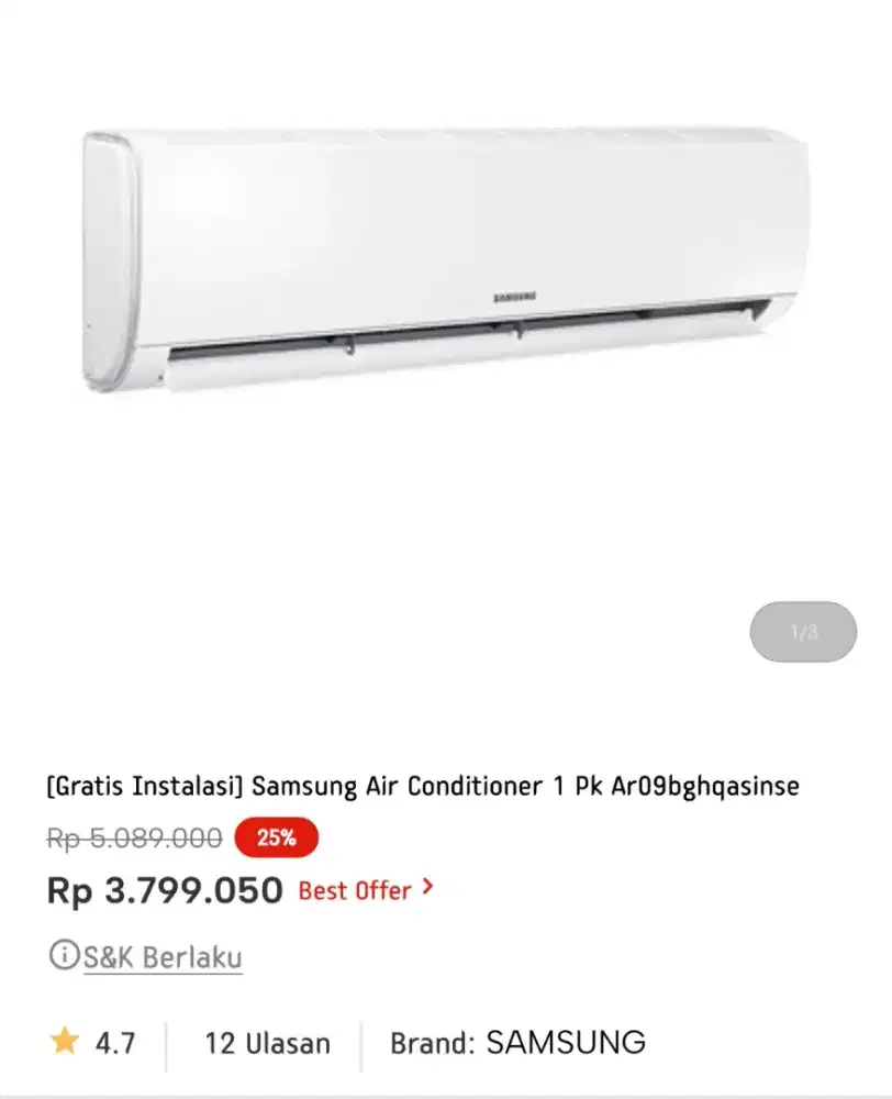 Samsung ac 1PK+ Instalasi