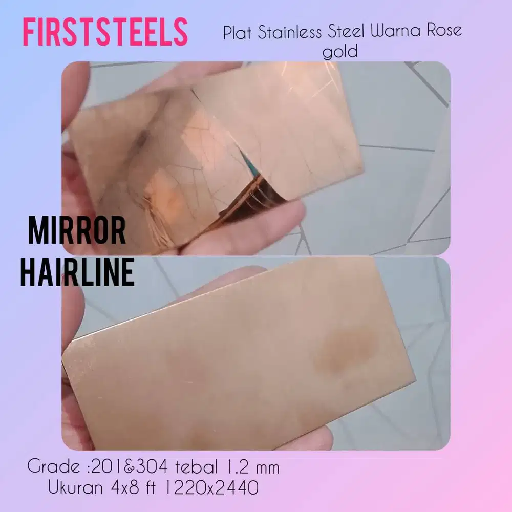 Plat Stainless Steels Warna Rose Gold