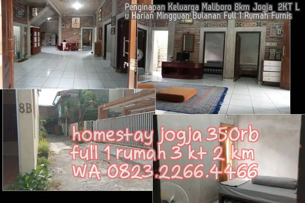 Penginapan Keluarga Maliboro 8km Jogja  2KT Lu Harian Mingguan Bulanan