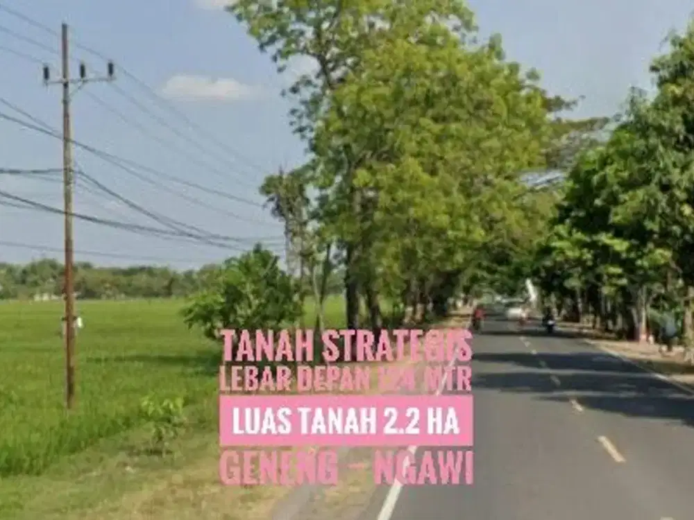 [H] Tanah LD 124 mtr, NOL Jalan Raya Propinsi Madiun-NGAWI, Strategiss