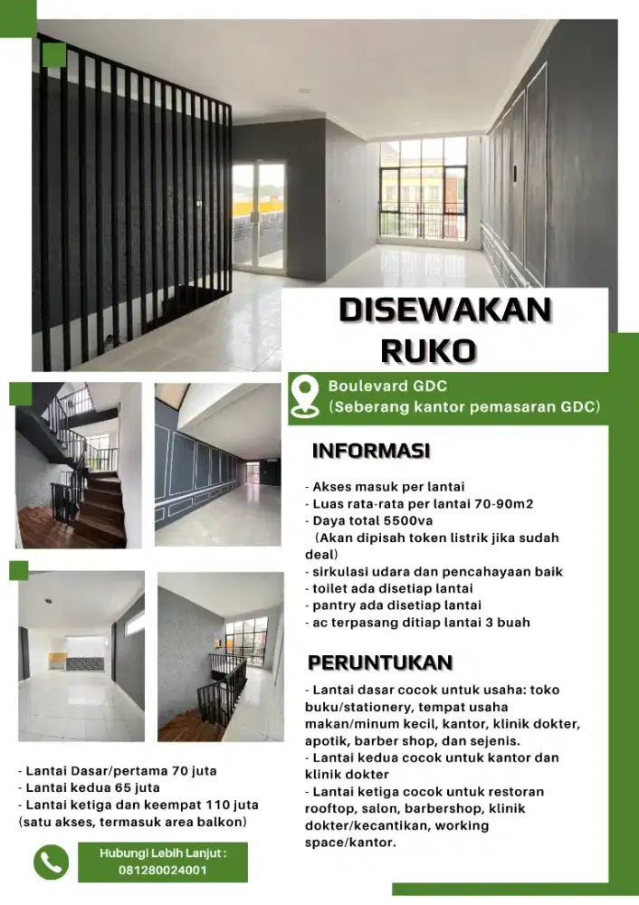 Disewakan Ruko di Grand Depok City