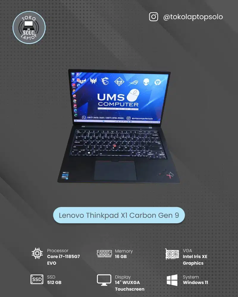 LENOVO THINKPAD X1 CARBON G9 INTEL CORE i7-1165G7 16/512GB WUXGA