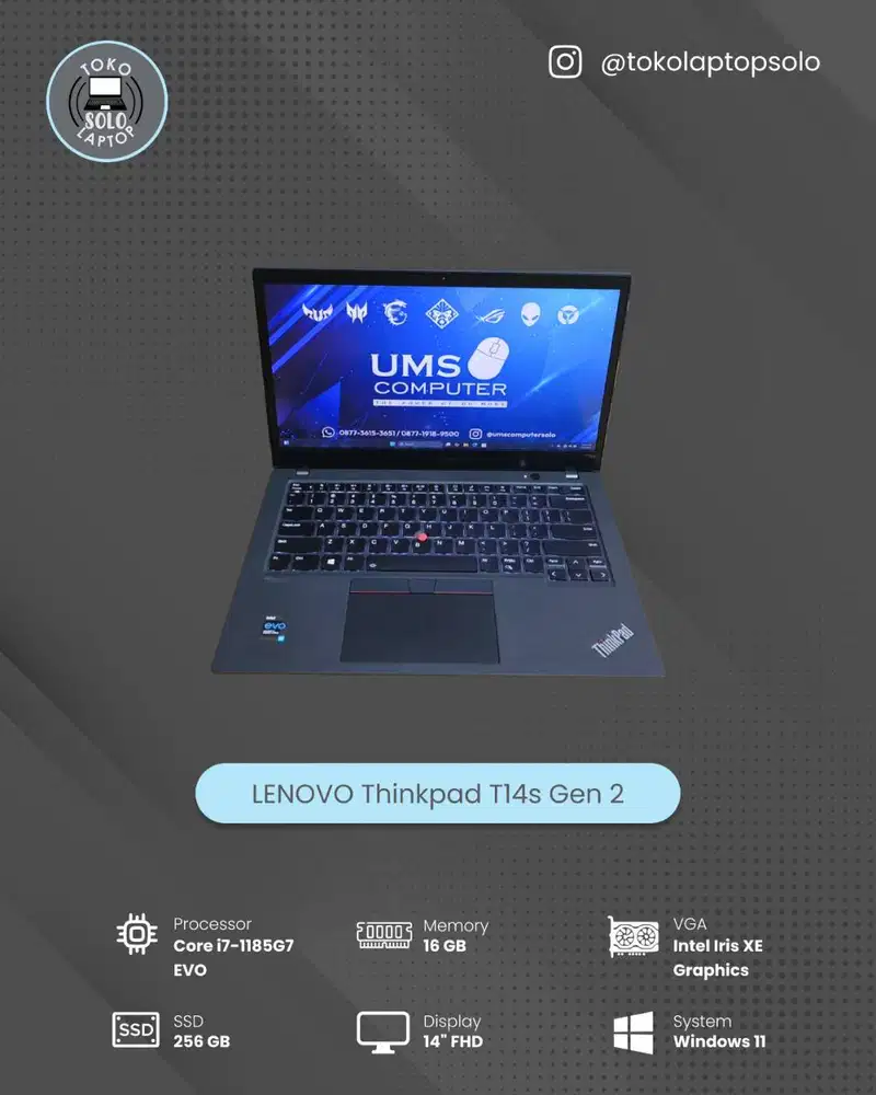 LENOVO THINKPAD T14s G2 INTEL CORE i7-1185G7 EVO 16/256GB FHD