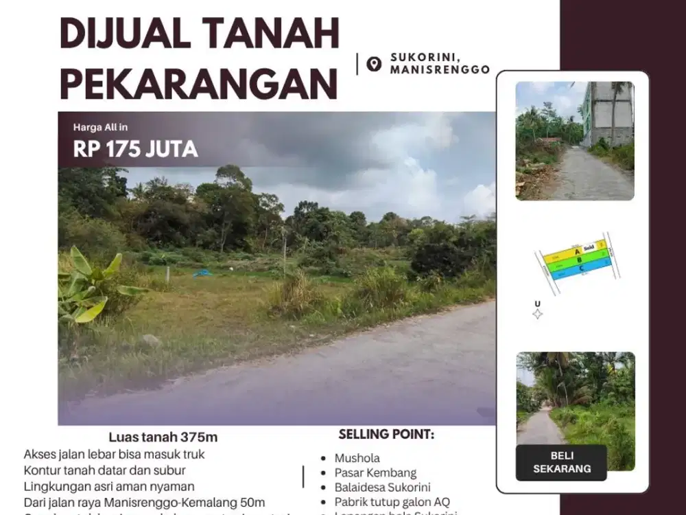 SISA 2 UNIT KAVELING MURAH DAN LUAS LOKASI DI TENGAH DESA