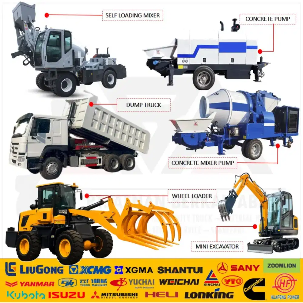 Mini Excavator Dump Truck Forklift Crane Mixer BullDozer Wheel Loader