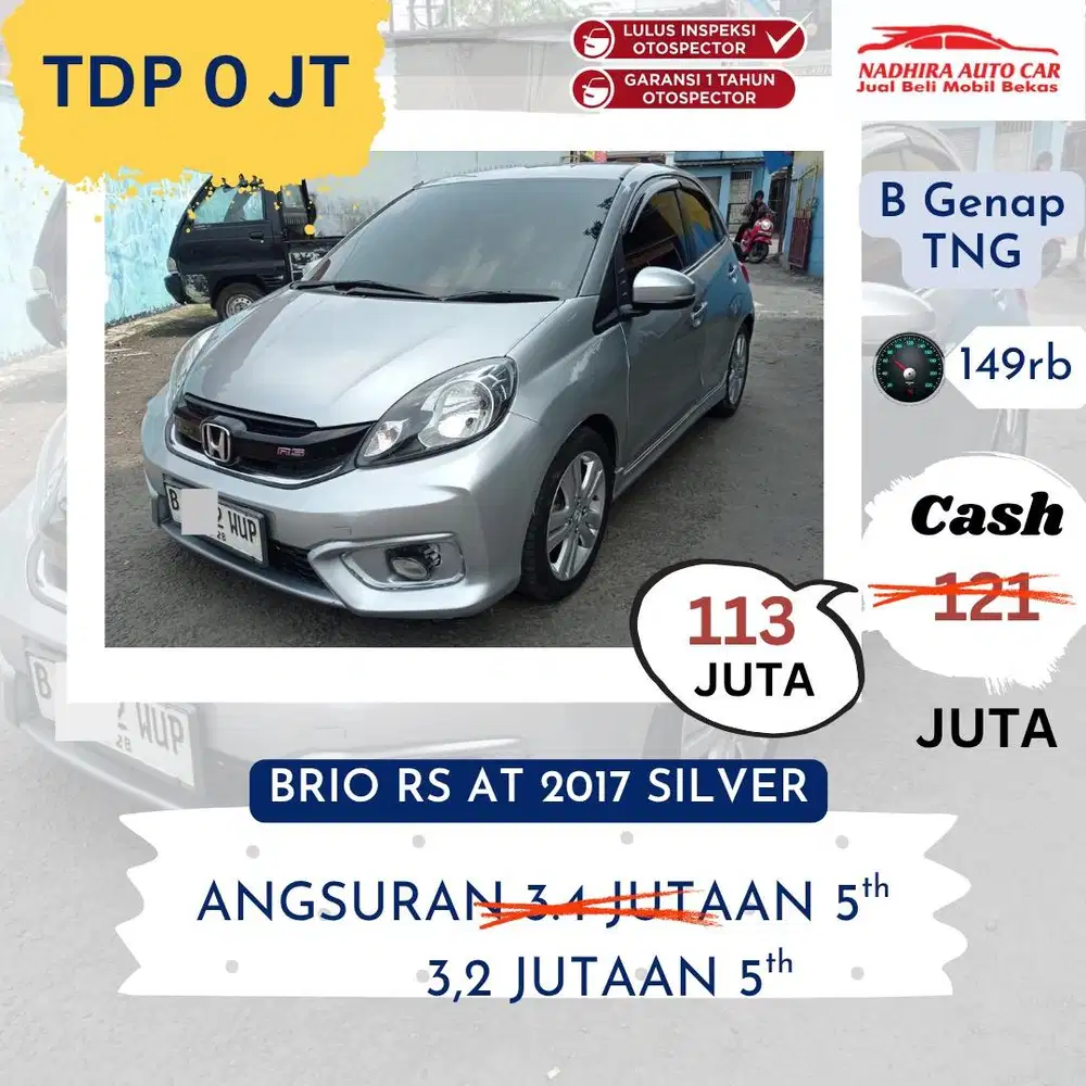 Promo TDP 0 Rupiah Brio RS AT 2017 Silver