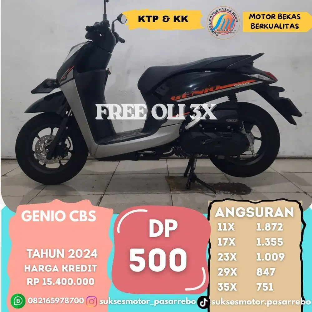 HONDA GENIO CBS TAHUN 2024 KM RENDAH, SIAP PAKAI, GRATIS OLI